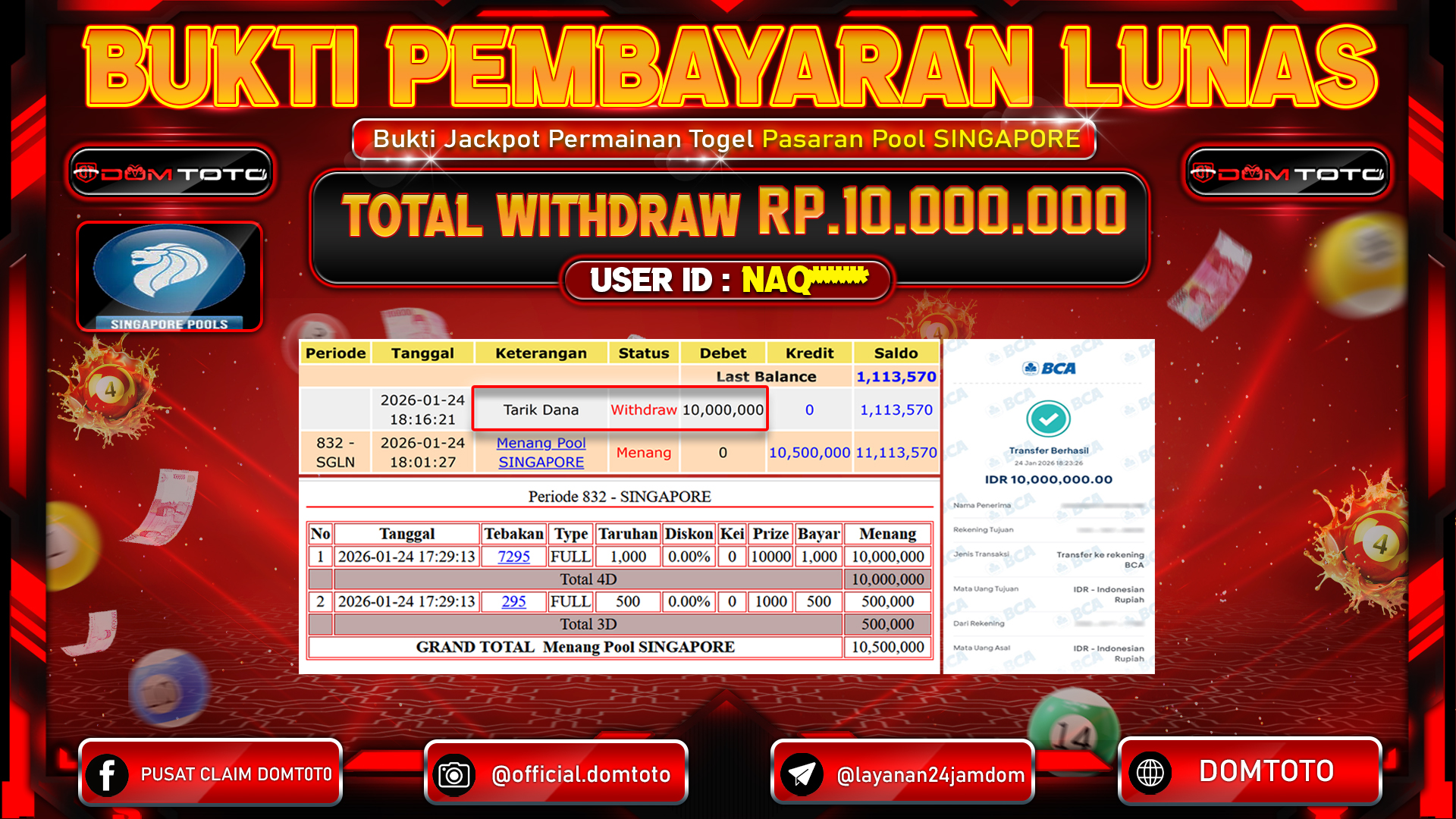 JACKPOT TOGEL Pasaran Singapore 24 JANUARI 2026